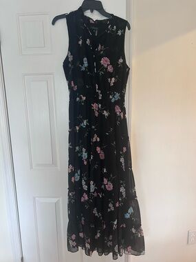 1. State Black Sleeveless Floral Maxi Dress